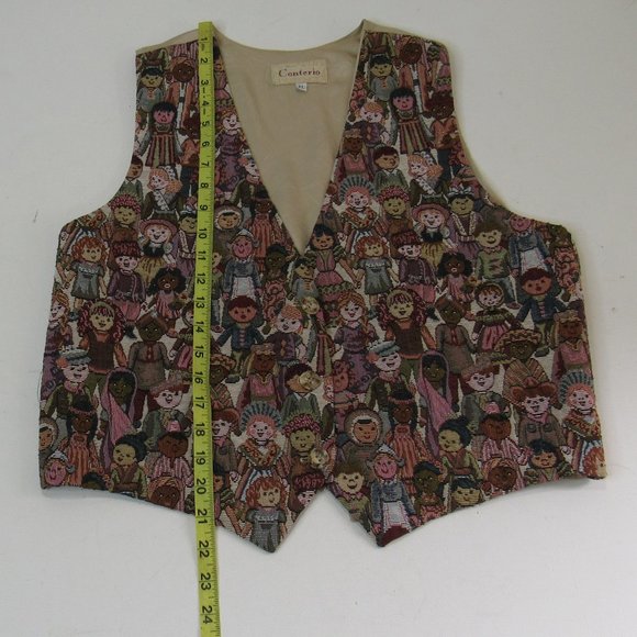 Vintage Conterio Women's Tapestry Vest CHILDREN OF THE WORLD Size XL - Picture 7 of 7
